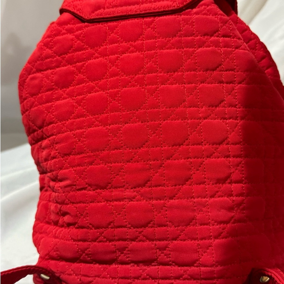 Christian Dior Women's Red Cannage Nylon Mini Drawstring Backpack - Picture 2 of 16